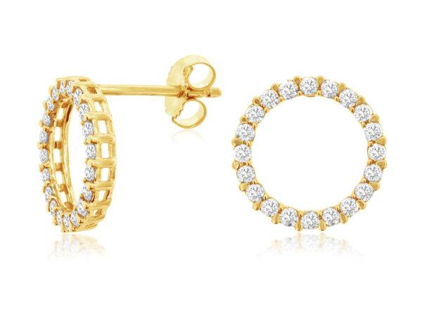 14K Yellow Gold Earrings Diamond